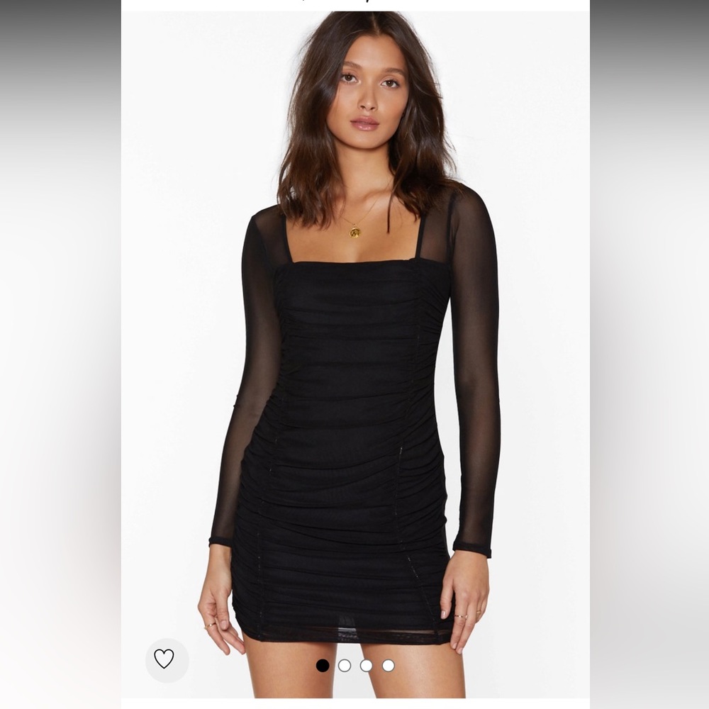 Nasty gal mesh ruched dress black